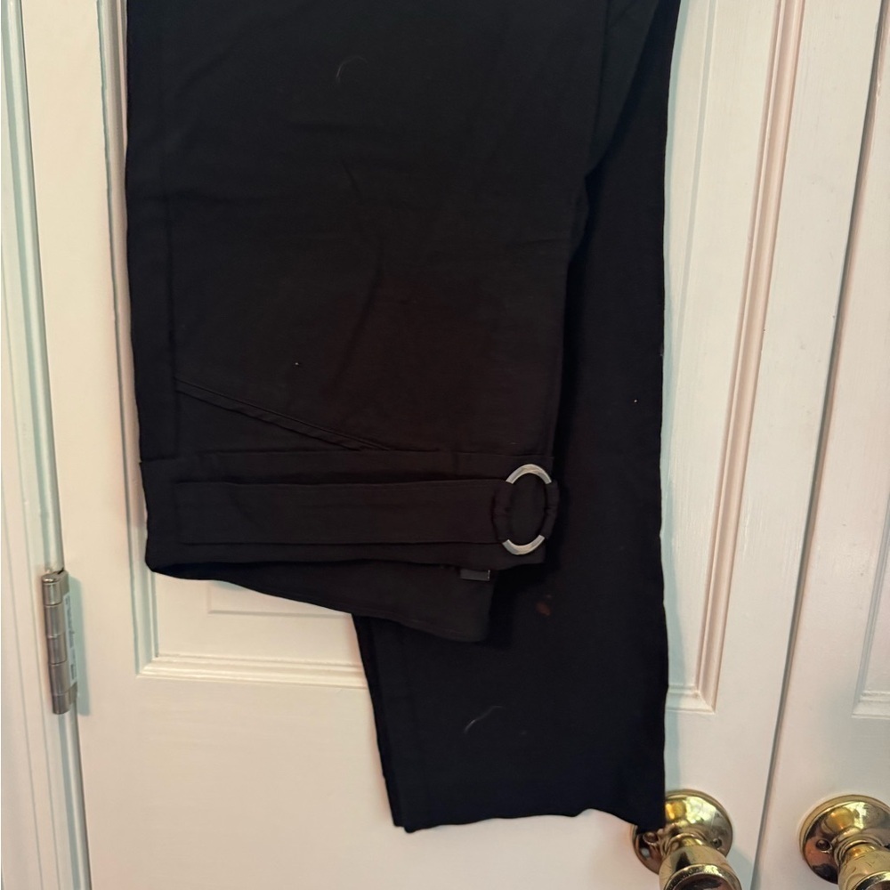 Black Pants with Belt Detail. Stretch Waist. - Picture 2 of 11